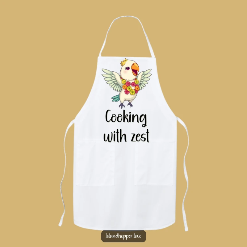 Funny Parrot Lei Apron - Giddy Tropical Chef Gift