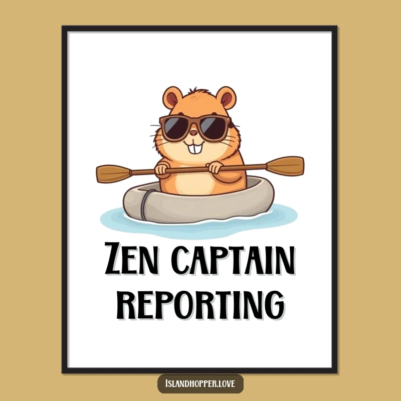 Funny Capybara Sunglasses Raft Digital Art Print - Hilarious Wall Decor Gift