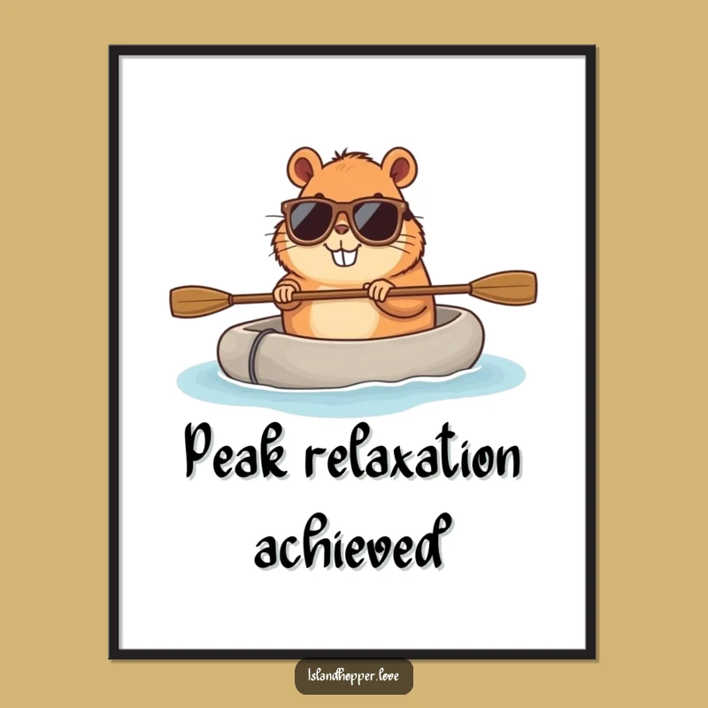 Funny Capybara Sunglasses Raft Poster - Hilarious Wall Art Decor Gift
