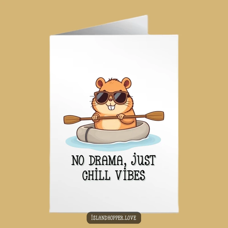 Free Printable Capybara Birthday Card: Funny Sunglasses Raft Design for Downloadable Gift