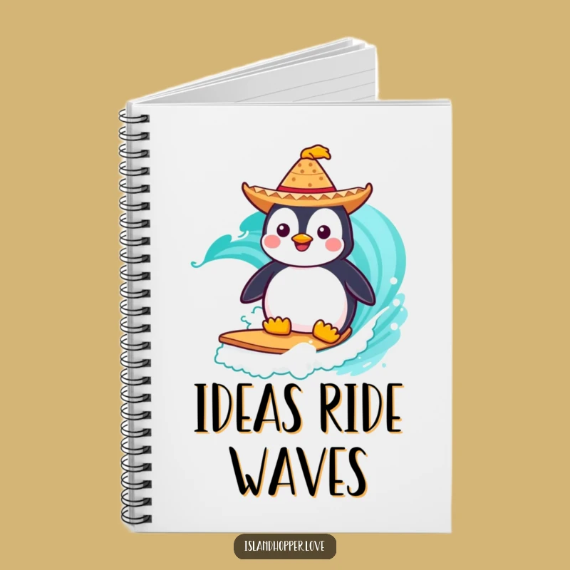 Funny Penguin Notebook: Jot Down Ideas with This Surfing Bird's Flair
